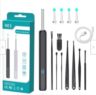 Baddie NE3 Ear Cleaner Otoscope Ear Wax Removal Tool with Camera and LED Light Wireless Ear Endoscope Ear Cleaning Kit (Black)