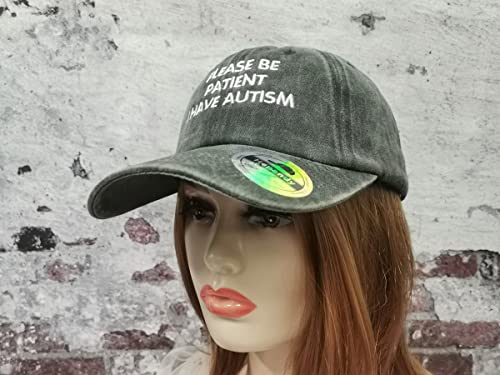 Please Be Patient I Have Autism Hat Embroidered, Washed Army Green Embroidery Snap Back Baseball Cap Trucker Hat Adjustable Dad Hats #TOP5