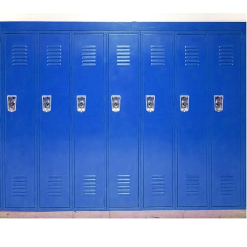 Blue Locker Backdrop 10x8ft Sports Gym School Dressing Room Safety Locker Room Background for Photography Social Media Live Streaming Background Studio Photo Booth Props