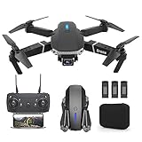 E88 Pro Drone with 4k HD Camera for Adults and Kids, FPV Live Video RC Quadcopter for Beginner, Foldable RC Quadcopter Helicopter Kids Toys, 2 Batteries and Carrying Case,3D Flip, Custom Route, One Key Return (Black) -  N\P