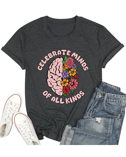 Autism Awareness Shirt Women Autism Acceptance Shirt Be Kind Shirt for Women Autism Support Tee Tops Darkgray