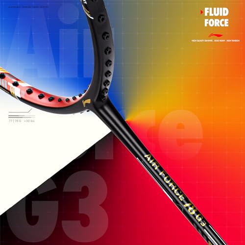 Image of Li-Ning Air Force G3 Badminton Racket with Full Cover | Max Tension : ≤30 lbs | Superlight Technology | Aerotec Beam | Dynamic Frame