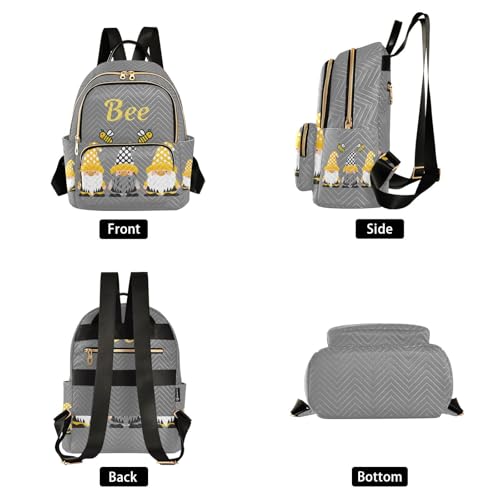 Image of Mini Backpack Gnome Bees Fashion Backpack Purse for Women,Handbag Shoulder Bag Casual Daypack, Ladies Gift for College Work(S)