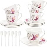 WRINGKIT Tea Cups and Saucers Set of 6