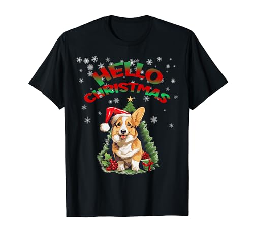 Hello Christmas Welsh Corgi Happy, Funny Tee Camiseta