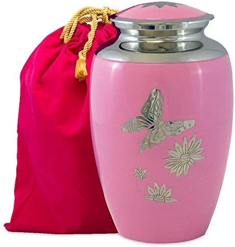 Trupoint Memorials Cremation Urns for Human Ashes - Decorative Urns, Urns for Human Ashes Female & Male, Urns for Ashes Adult Female, Funeral Urns - Butterfly Pink, Large