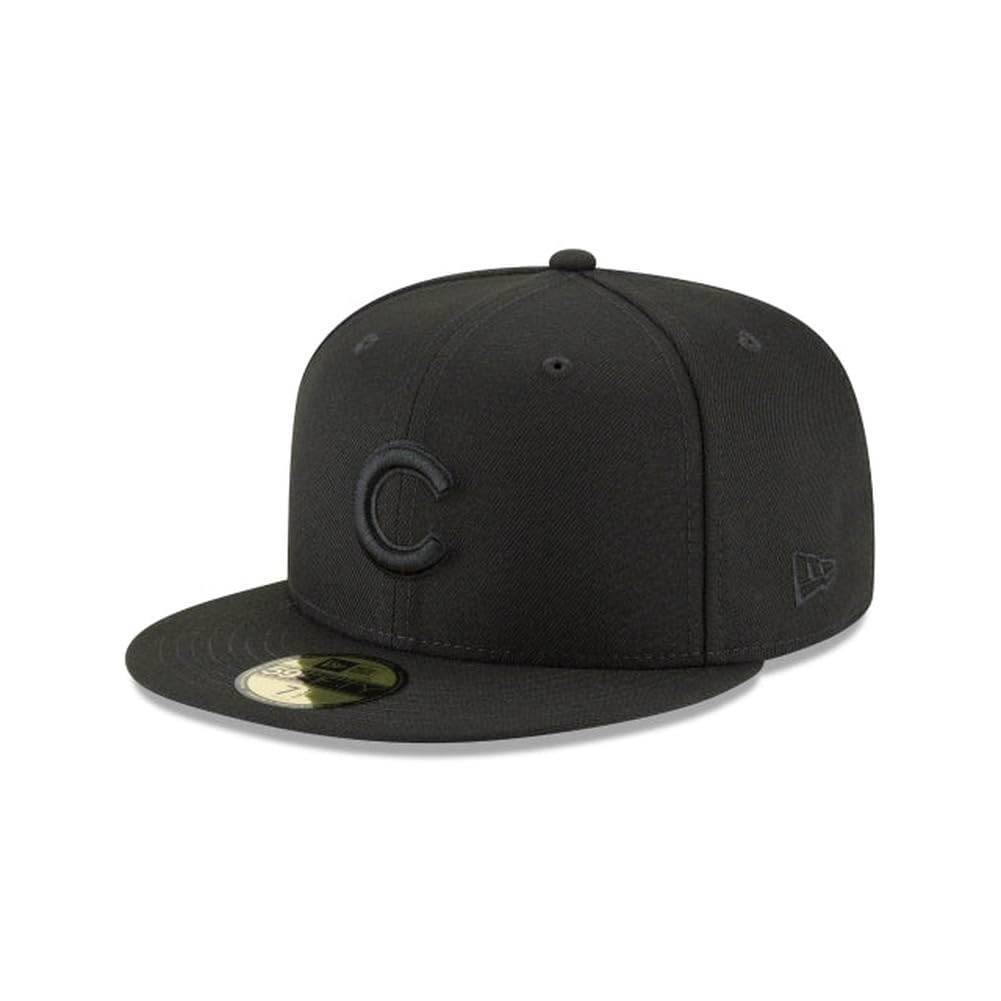 New Era MLB 59FIFTY Chicago Cubs Baseballkappe, Schwarz auf Schwarz, authentische Kollektion