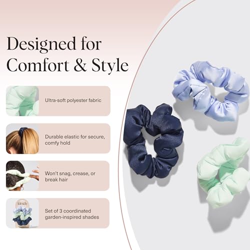 Image of Kitsch Scrunchies for Women - No Crease Hair Ties No Damage | Soft Polyester Scrunchies for All Hair Types | Stylish & Comfortable, For Ponytails & Buns | Ideal Gifts for Women - Garden Bouquet, 3pcs