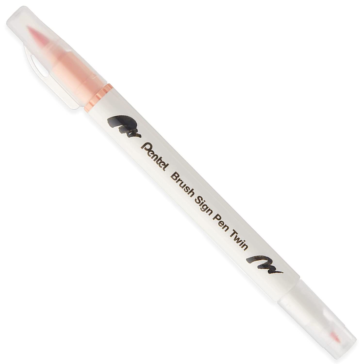 Pentel SESW30C Brush Sign Pen Twin Fibre Tip Pen, Double Ended, Water-based Ink, Pastel Pack of 6, Silver Grey, Pale Orange - Image 3