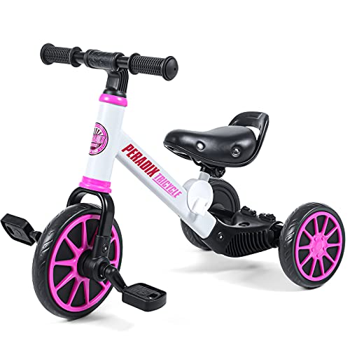 Peradix 3 in 1 Kids Tricycles for 12-48 Months Old, Three Wheels Toddlers Trike with Detachable Pedals, Toddler Tricycles Bike for First Birthday Gift, Baby Bike for 1 2 3 Years Old Boys Girls Trikes