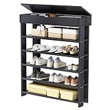 sogesfurniture 5-tier Wooden Shoes Rack Organizer with Storage Compartment, Free Standing Shoe Stora