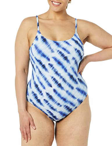 Amazon Essentials Women's Thin Strap One-Piece Swimsuit, Blue Tie Dye, Small #TOP10