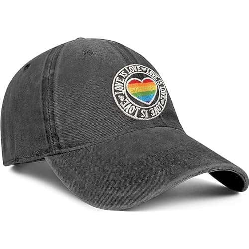 Image of Gay Pride Baseball Hat for Men and Women, LGBT Rainbow Embroidered Trucker Hats Adjustable Washable LGBTQ Baseball Cap Gifts