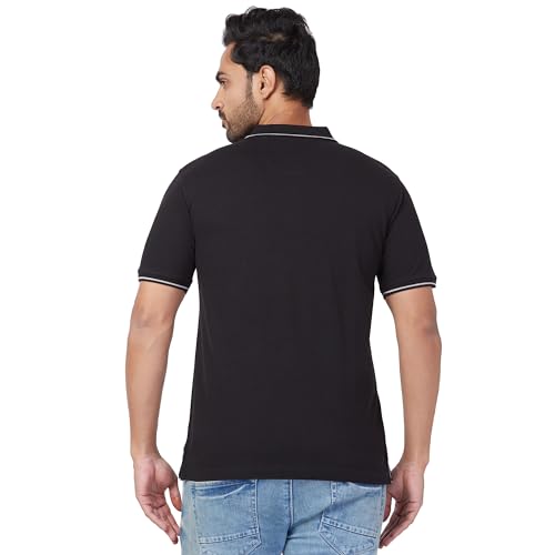 Image of Raymond Men's Modern Fit Solid Pattern Pure Cotton Half Sleeve Polo Neck Casual T-Shirt