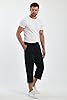 COMEOR Men's Cotton 3/4 Capri Shorts with Pockets - Summer Casual Lounge Short Loose fit, Workout Jogging Athletic Gymwear, Running Sports Wear (Black, 3XL) #2