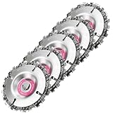 Grinder Disc Chain Plate,4/4.5 Inch Grinding Wheel Disc and 22 Tooth Fine Cut Carving Chainsaw Blade Set for 100/115 mm Angle Grinder,5/8 Inch Grinder Center Hole,Woodwork Circular Saw Blades (5)
