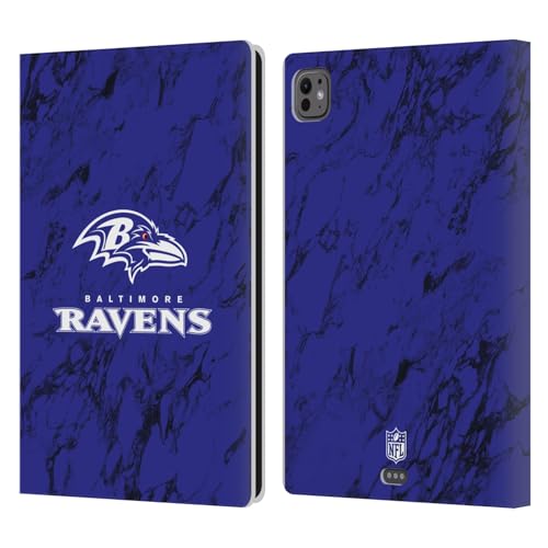 Étui portefeuille iPad Pro 11 M4 NFL Baltimore Ravens en cuir design marbre coloré
