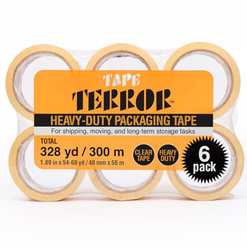 Image of Heavy-Duty Clear Packing Tape (6 Rolls) - 48mm x 50m Per Roll | Strong Packing Tape for Moving Boxes, Shipping, Mailing, Storage, And More, Ideal for Household & Office Use