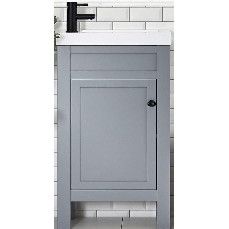 Milano Aston Light Grey 400mm Traditional Bathroom Vanity Unit Basin Round Black Handle