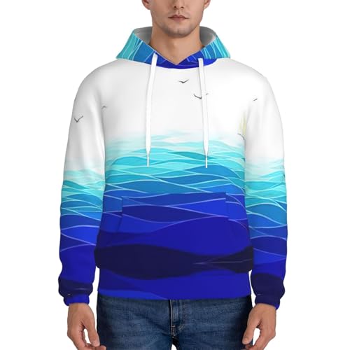 Pull à capuche en polaire pour hommes chaud d'hiver imprimé maritime