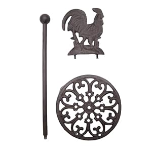 Rustic Rooster Cast Iron Paper Towel Holder–13 Freestanding Farmhouse Decor for Kitchen Bathroom or Lodge