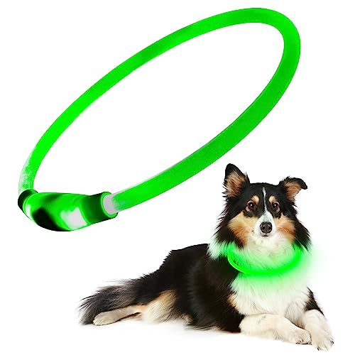 Higuard Led Dog Collar Usb Rechargeable Glowing Pet Collars Lighted Up Safety Necklace Glow In The Dark For You & Your Dogs (Green) #TOP1