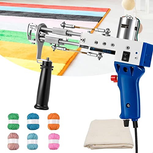 Tufting Gun 2 en 1,Hlieeosfcn Pistolet à touffeter 2 en 1 (pile coupée et pile bouclée) Pistolets électriques pour tapis, machine à tricoter pour tissage de tapis, cadeau pour bricolage Cover