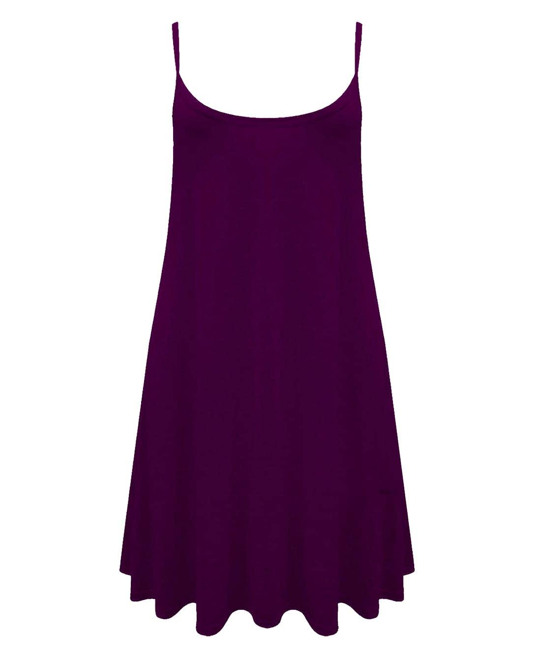 Riddled With Style Women's Purple. Fashion Fairies Sleeveless Long Cami Plain Strappy Swing Dress Purple