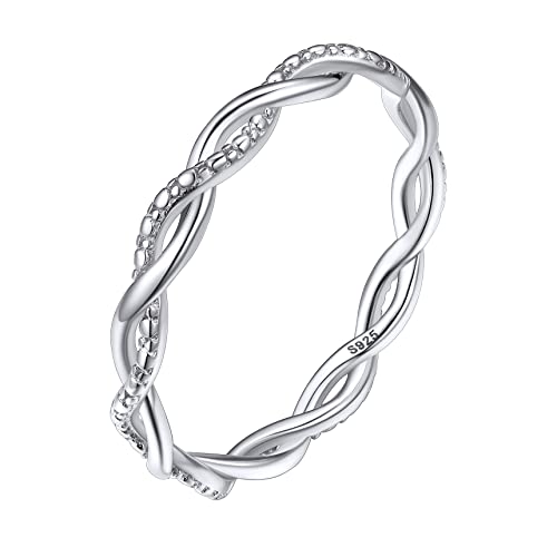 Bestyle Bague Infini en Argent 925 pour Femme Fille Couple - Figure 8 de Promesse Bijoux de Fiancaille avec Zircon Brillant t47-t67 Blanc/Or Rose