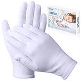 3 Pairs Cotton Gloves for Dry Hands Sleeping, Moisturizing Gloves for Men and Women, Stretchable White Cotton Gloves Eczema for Service Driving Coin Jewelry Handling