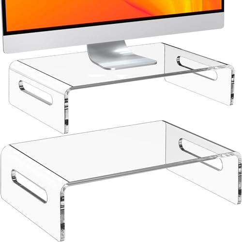 Parikshit Sublimation Acrylic Computer Monitor Riser Stand Holder organizor for Table Desktop Laptop pc Printer tv (16 X 8 X 3 INCH - Style 1)