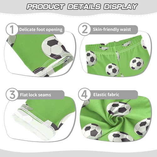 ALAZA Girls' Leggings Children's Yoga Pants Skinny Printed Dance Football Green 1 Comfortable 4T2