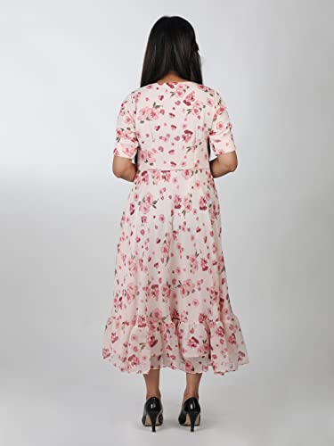 Image of Floral Print Stylish Frock Round Neck Pattern
