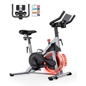 Superun Exercise Bike for Home Use Spin Bike with Adjustable Magnetic Resistance, Stationary Bike with LCD Display and APP, 136 kg Weight Capacity
