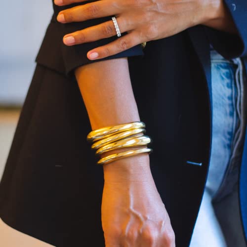 Ubuntu Life Chunky Cuff Bracelet Set – Brass Wrist Cuff Bracelet, Gold Bangle Bracelets For Women Made From Recycled Brass (Set Of 2) #TOP1