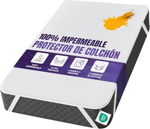 Utopia Bedding Protector de Colchón Impermeable 90x200 cm, Cubierta de Colchón Transpirable Certificada Oeko-Tex con Correas Elásticas en Las Esquinas, Ajuste, Protección contra Incontinencia