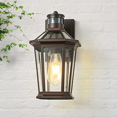 Vianis Motion Sensor Porch Light, Oil Rubbed Bronze Dusk To Dawn Outdoor Lighting Wall Mount For House, Anti-Rust Exterior Wall Lantern With Tempered Clear Glass For Entryway Doorway Garage Entrance #TOP7