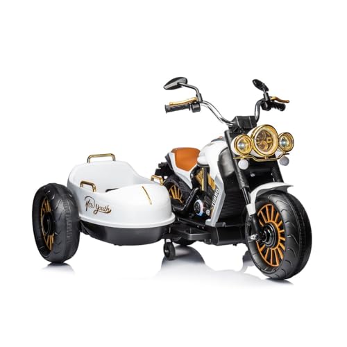 Chipolino Kinder Elektromotorrad Duo TRON, Beiwagen, Musikfunktion, für 2 Kinder, Farbe:weiß – Bild 3