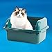 Leefasy Open Top Pet Litter Tray U Shape Lowered Front with High Sides Easy to Clean Kitten Potty Toilet Large Space Cats Litter Basin, Small Green