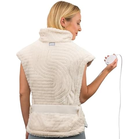 Pure Enrichment® PureRadiance™ Back & Neck Luxury Heating Pad for Pain Relief, Patented Design, Soft Faux Fur & Micromink, 6 Heat Settings, Machine Washable, Universal Fit, 31.5” x 24” (Golden Sands) Cover