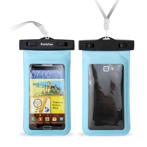 DandyCase Blue Waterproof Case for Apple iPhone 5, Galaxy S4, HTC One, iPod Touch 5 - Also fits other Large Smartphones up to 5.3