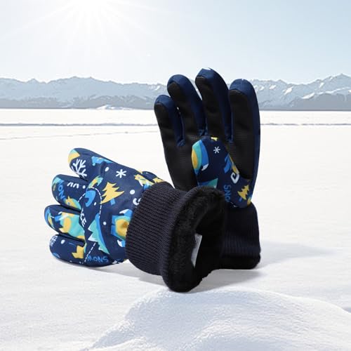 Ynport Crefreak Guantes de Nieve Impermeables para Niños al Aire Libre, Guantes de Esquí de Invierno con Forro Polar Cálido para Niños de 4 a 13 Años, a Prueba de Viento con Palma de PU - imagen 6