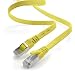 Produktbild 1aTTack.de 2m - gelb - 1 Stück CAT.7 Gigabit Ethernet LAN Flachband Flachbandkabel (RJ45) Netzwerkkabel Rohkabel (10Gbit/s) Verlegekabel Flach Slim kompatibel zu Cat.5 - Cat.5e - Cat.6