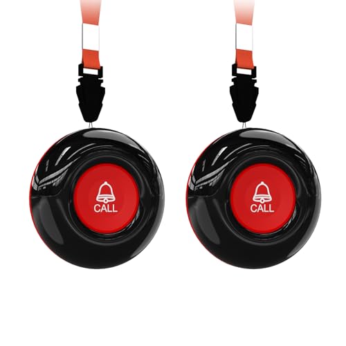 Wireless Call Button for Seniors - Emergency SOS Pager System with 2 Panic Buttons