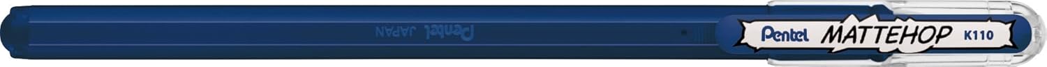 Pentel K110 MatteHop Gel Pen for Glossy & Photographic Paper, 1.0mm Tip, Navy Blue (Pack of 12)