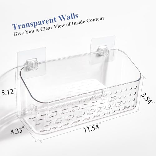 Eunion Bath Toy Storage 2 Packs, Large Bath Toy Holder, Quick Dry Bathtub Toys Organizer, Shower Caddy Shower Organizer for Bathroom Storage, No Drill Shelves Basket, Drainable, Clear White — view 2
