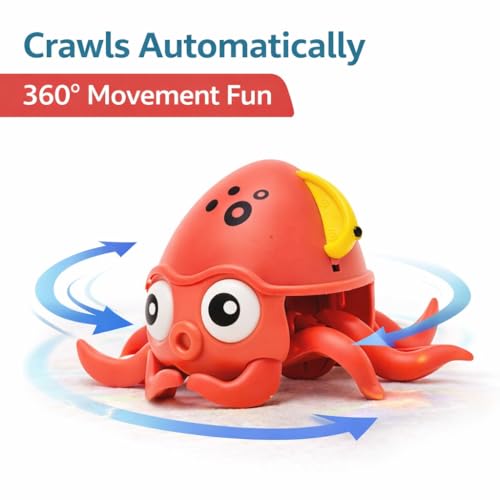 Image of Crawling Octopus Toy for Babies & Toddlers | Rechargeable Musical Moving Toy with Light & Sound | Sensor Obstacle Avoidance Tummy Time Toy | Educational Gift for Kids 6 Months+