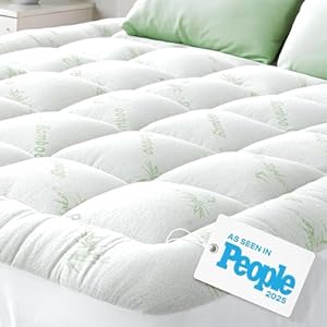 Mattress Topper Cloud-Like Comfort - Ultra-Soft, Breathable, and Cooling Bamboo Viscose Protection - 180x200cm, Deep Fit