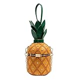 OXYPLAY 3D Pineapple Bucket Purse for Women,Trendy Chain Messenger Crossbody Bag with Rivet， Tropical Hawaiian Party Shoulder Handbag (Yellow)