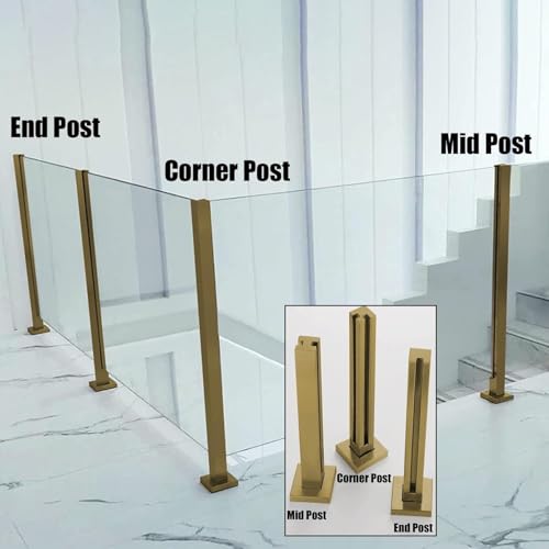 Poteau de garde-corps inox et support de serrage pour panneau de verre de terrasse